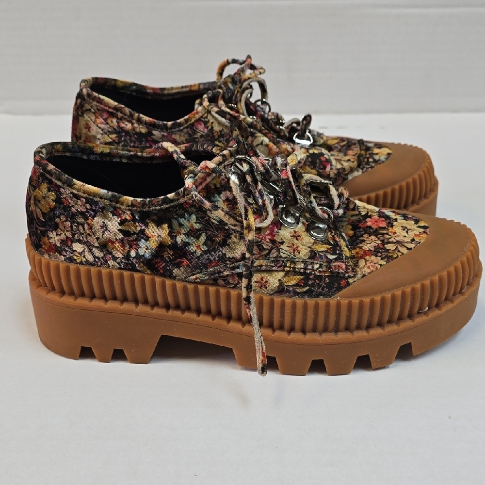 Jeffrey Campbell Floral Platform Sneakers - Multicolor and Brown